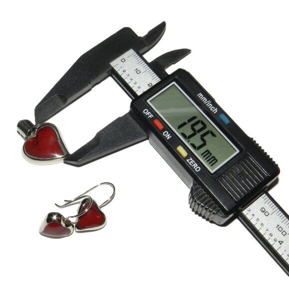 ATI Red Jasper Sterling Silver Mexico Earrings And Heart Shape Pendant Very Rare - Picture 9 of 10